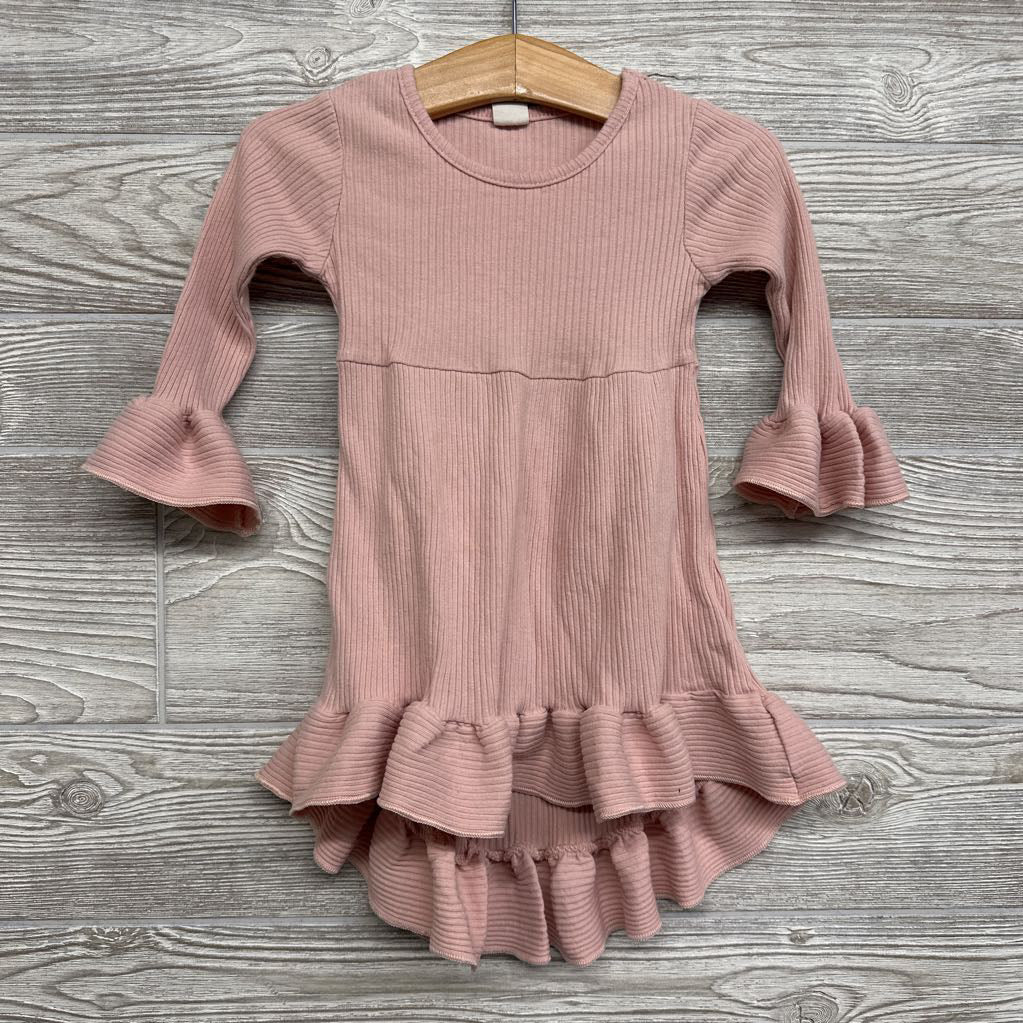 Ribbed LS Dress Ruffle & Cuff 12M