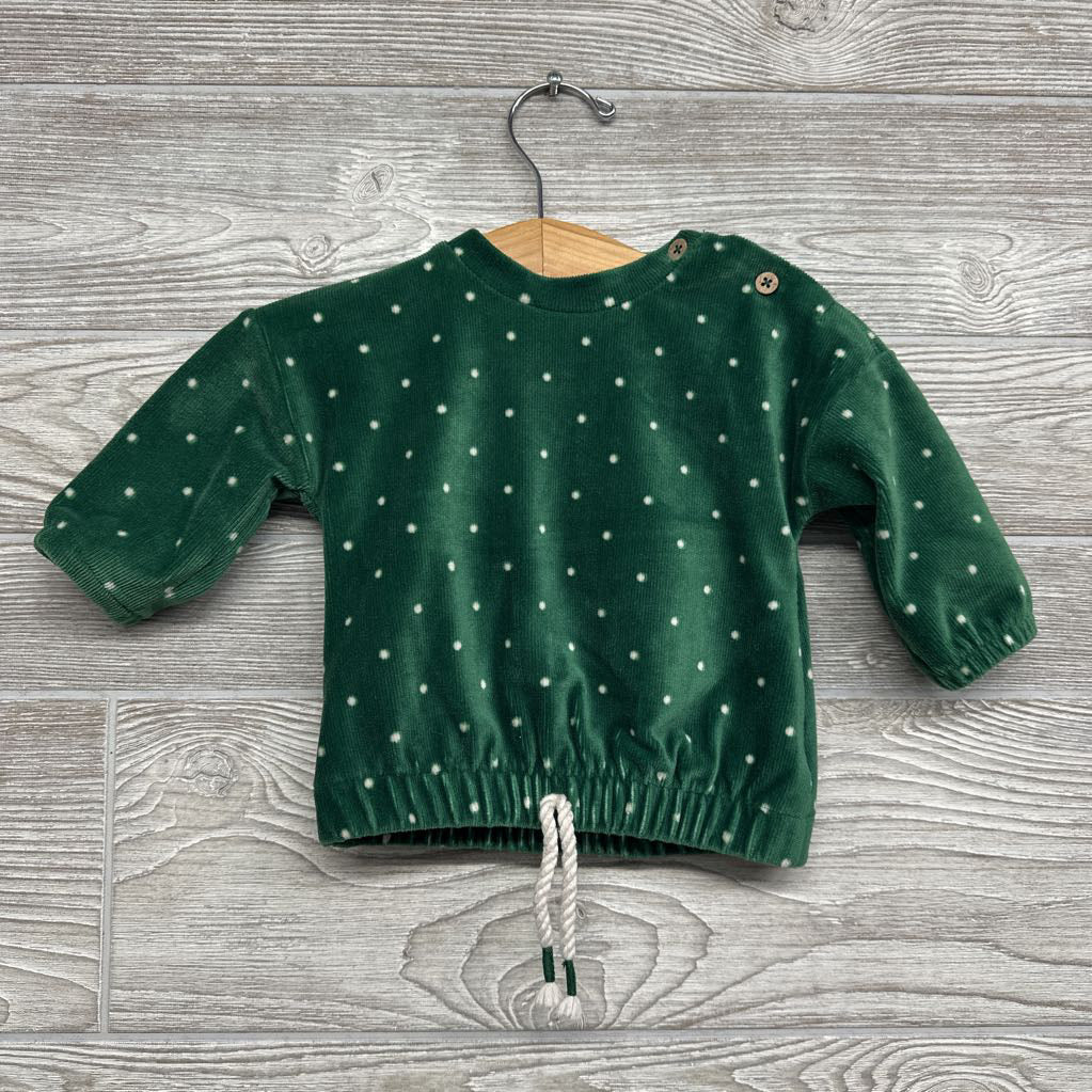 LS Ribbed Velour Sweater Dots 3-6M