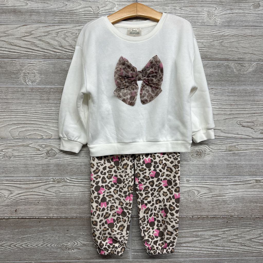 NEW Crewneck Animal Print Bow & Sweatpants 4t