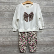 NEW Crewneck Animal Print Bow & Sweatpants 4t