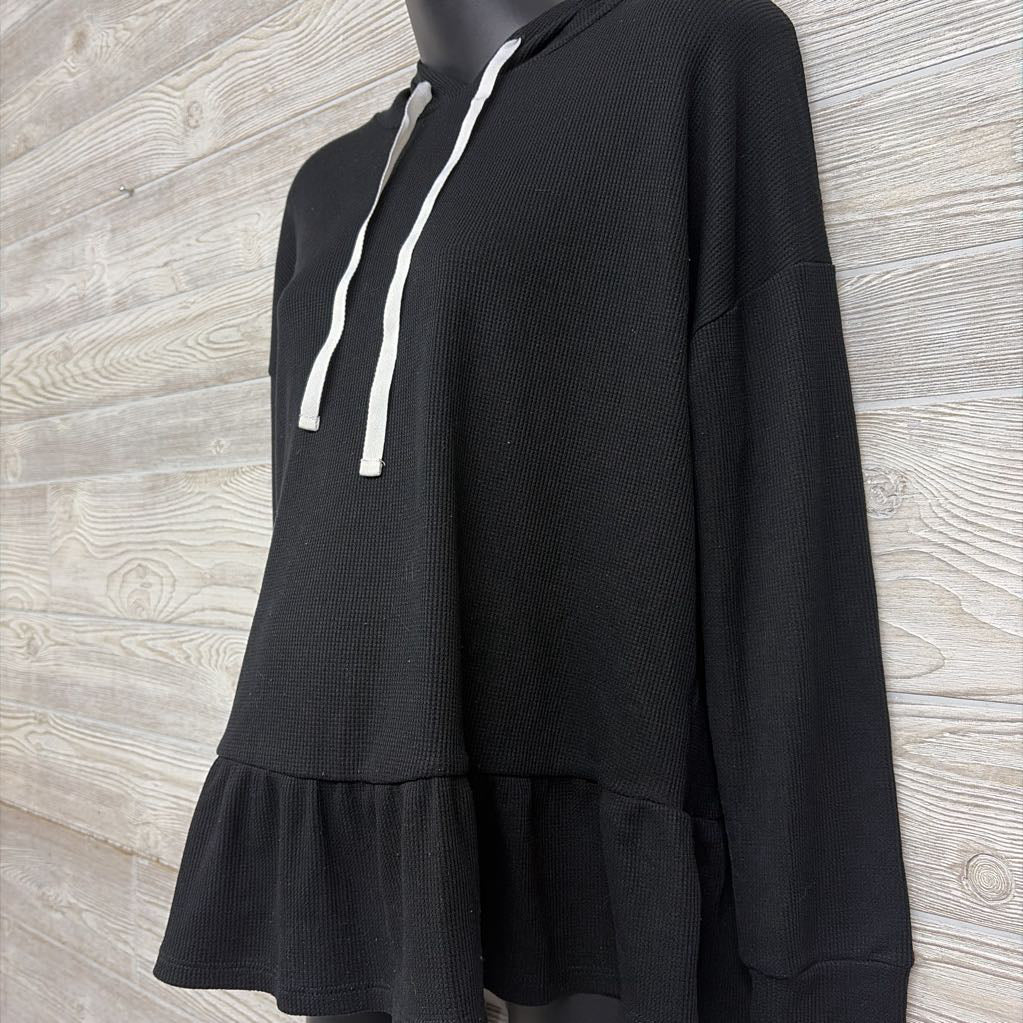 LS Flare Waffle Knit Pullover W/ Hood Medium