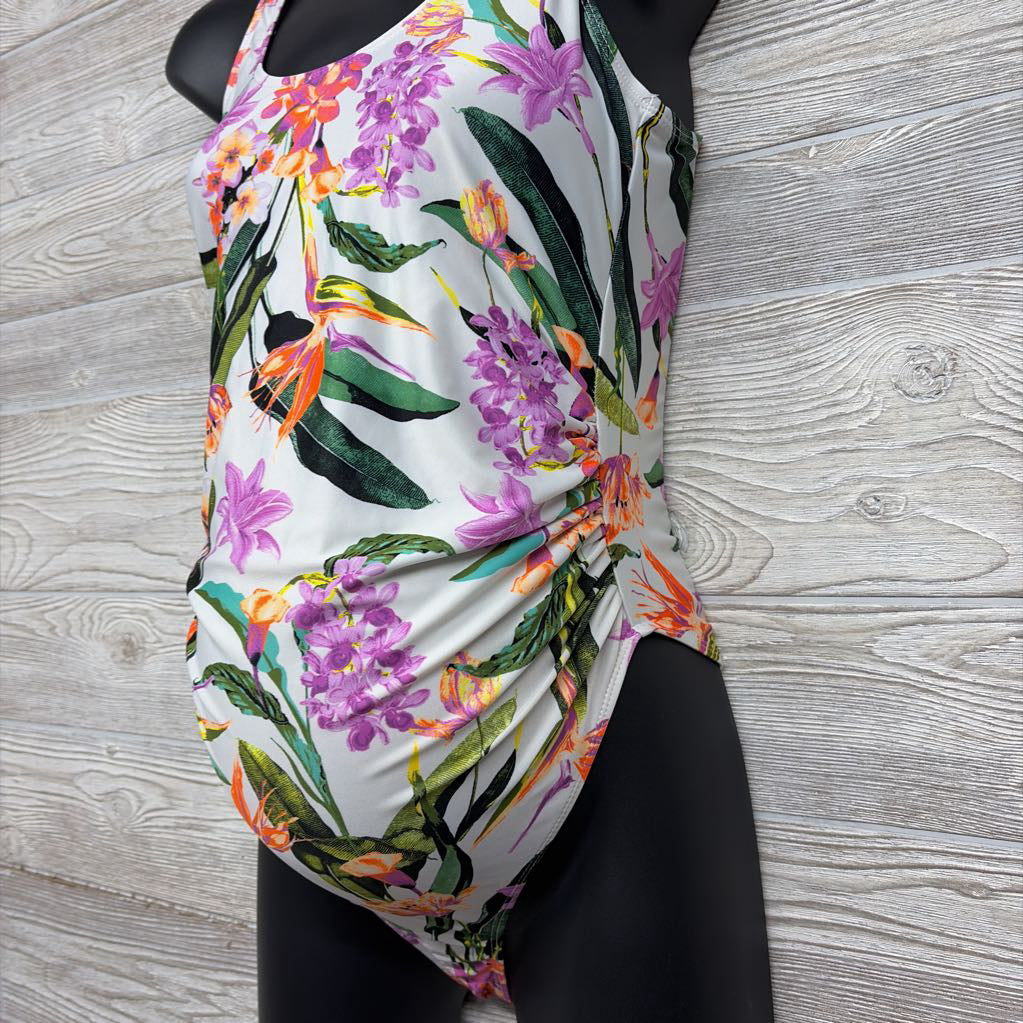 Ruched Swimsuit Flowers Medium