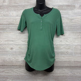 Ruched Ribbed Henley Shirt Small