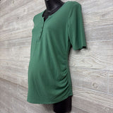 Ruched Ribbed Henley Shirt Small