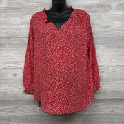 LS Blouse Flowers Ruffle Collar Small