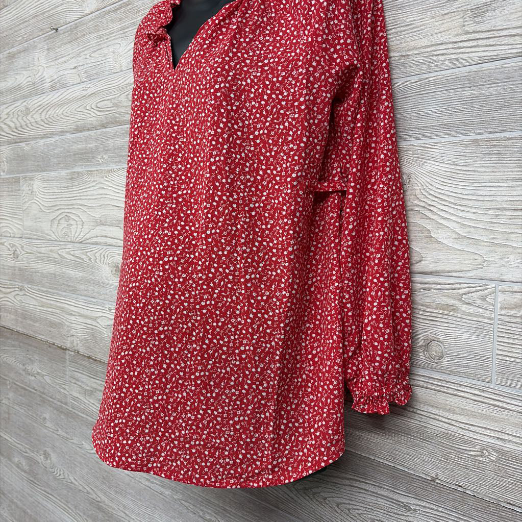 LS Blouse Flowers Ruffle Collar Small