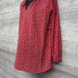 LS Blouse Flowers Ruffle Collar Small