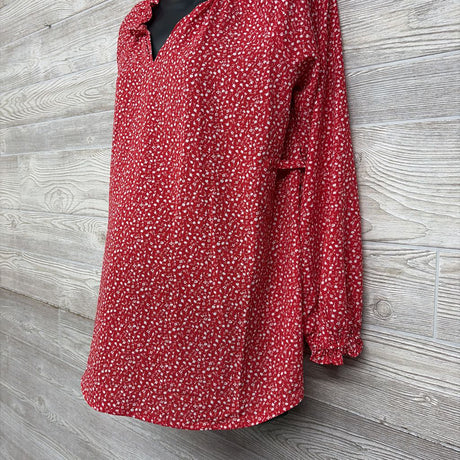 LS Blouse Flowers Ruffle Collar Small