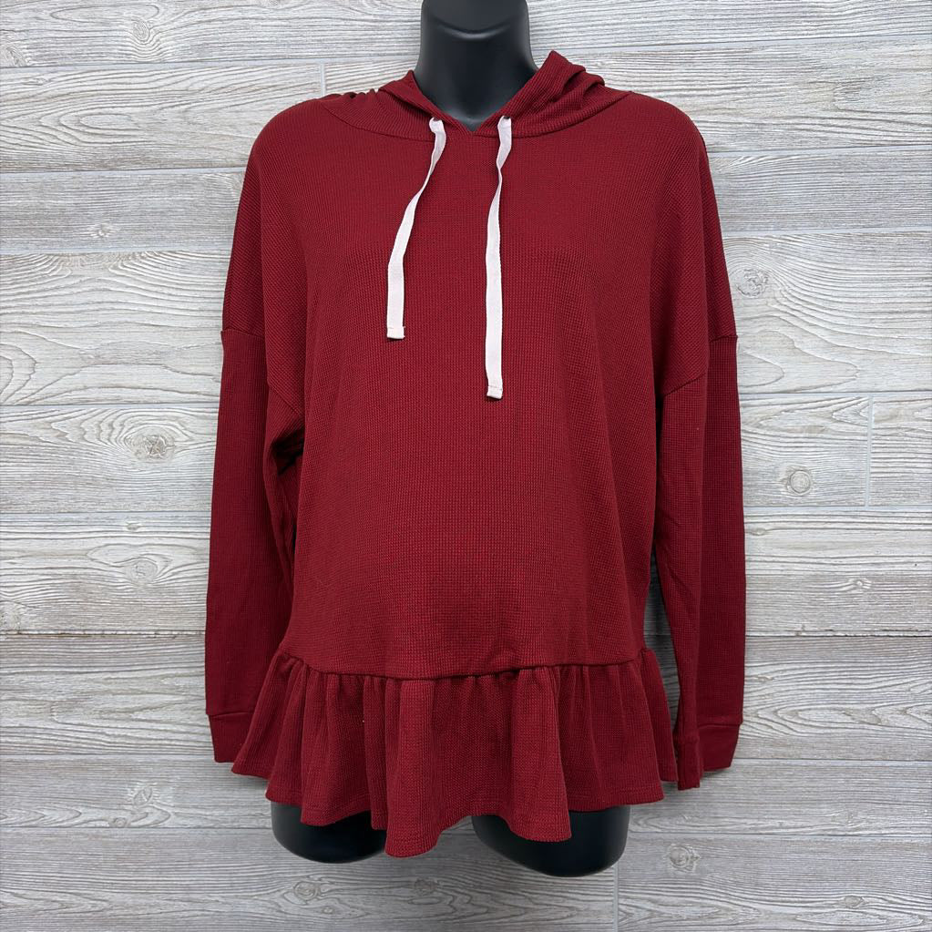 LS Flare Waffle Knit Pullover W/ Hood Medium