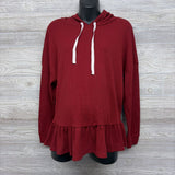 LS Flare Waffle Knit Pullover W/ Hood Medium