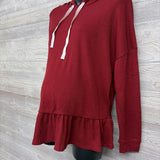 LS Flare Waffle Knit Pullover W/ Hood Medium