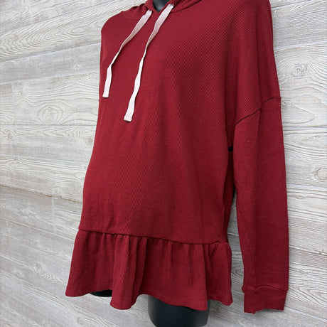LS Flare Waffle Knit Pullover W/ Hood Medium