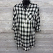 LS Plaid Button Up Shirt W/ String Belt Small