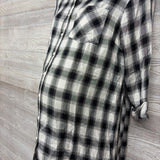 LS Plaid Button Up Shirt W/ String Belt Small