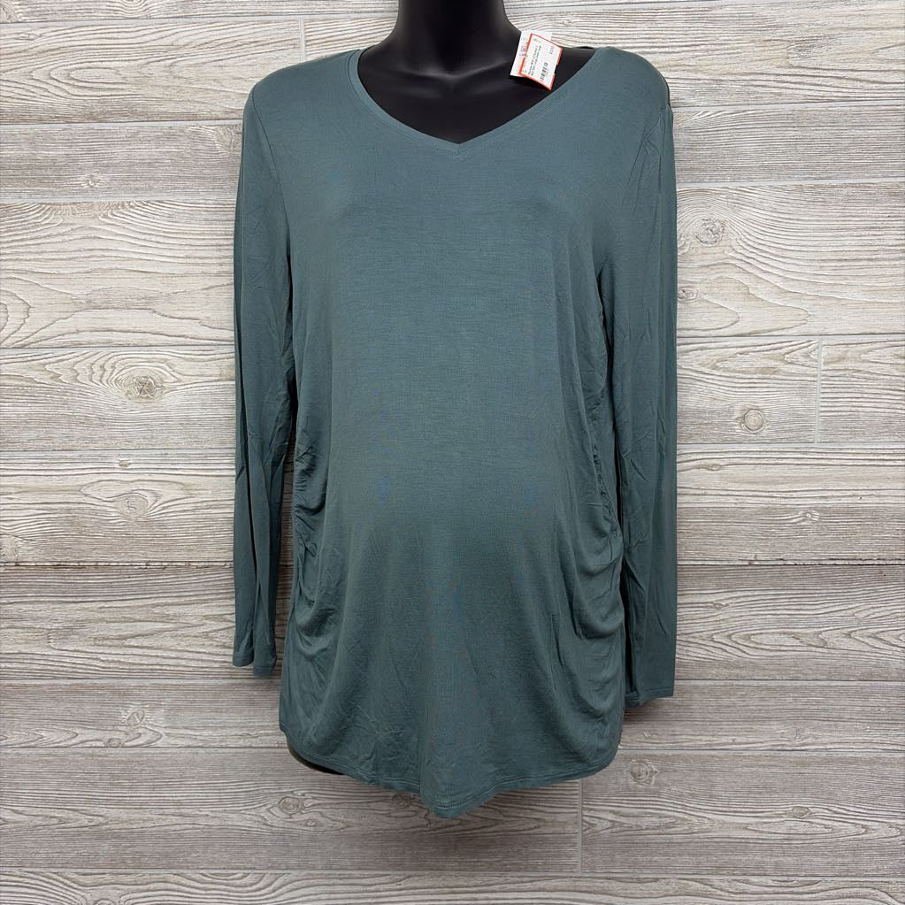 NEW LS Ruched V Neck Shirt Large