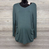 NEW LS Ruched V Neck Shirt Large
