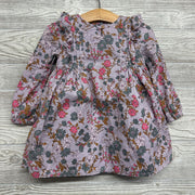 LS Pleated Dress Flowers Ruffle 2T