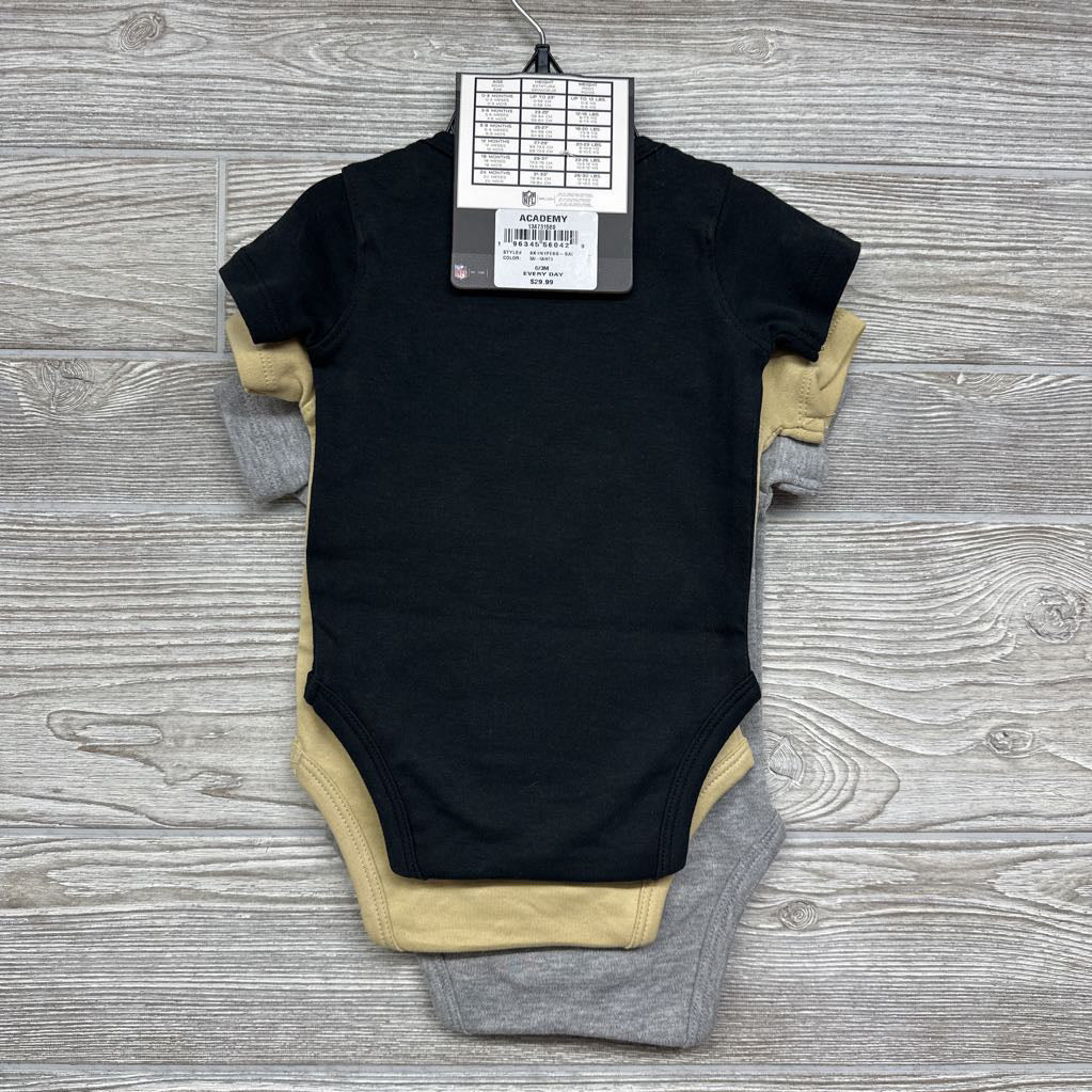 NEW 3 Pk Bodysuit Set New Orleans Saints 0-3M