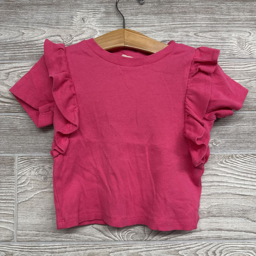 Ribbed Ruffle SS Shirt 4t