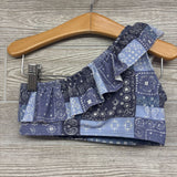 2 Pc One Shoulder Swimsuit Paisley Patch Work 4-52
