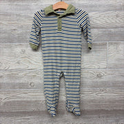 LS Bamboo Footed Polo Outfit Stripes 6-9M