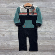 NEW LS Henley Coverall Outfit Stripes Go Outside 12M