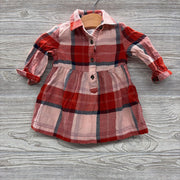 LS 1/4 Button Up Plaid Dress 3M