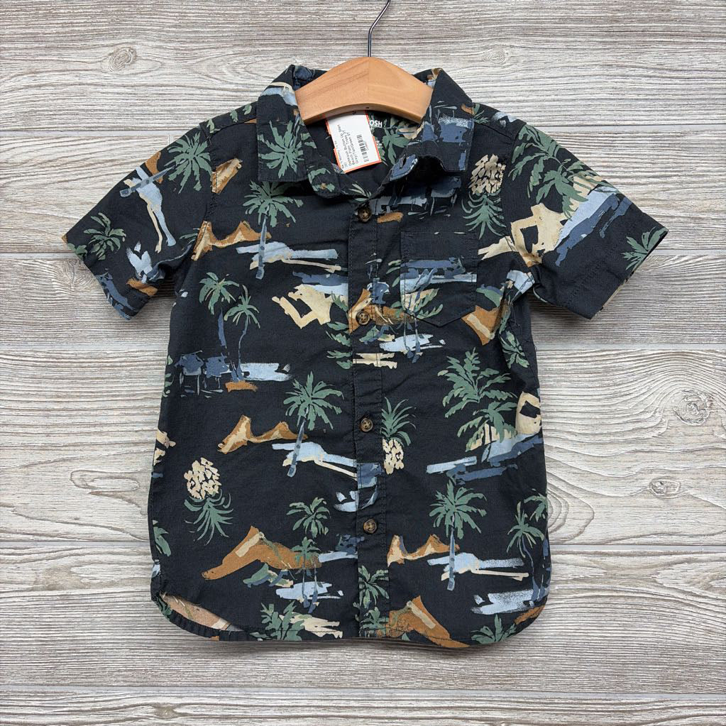 Button Up Shirt Beach Palm Trees 3T