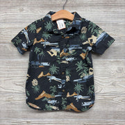 Button Up Shirt Beach Palm Trees 3T