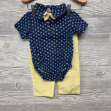 Button Up Bodysuit W/ Bow Tie & Pants Squares 9M