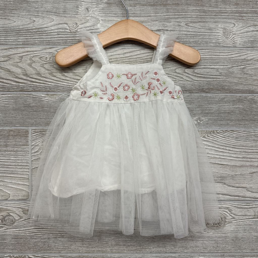 Tank Tulle Dress Embroidered Flowers 6M