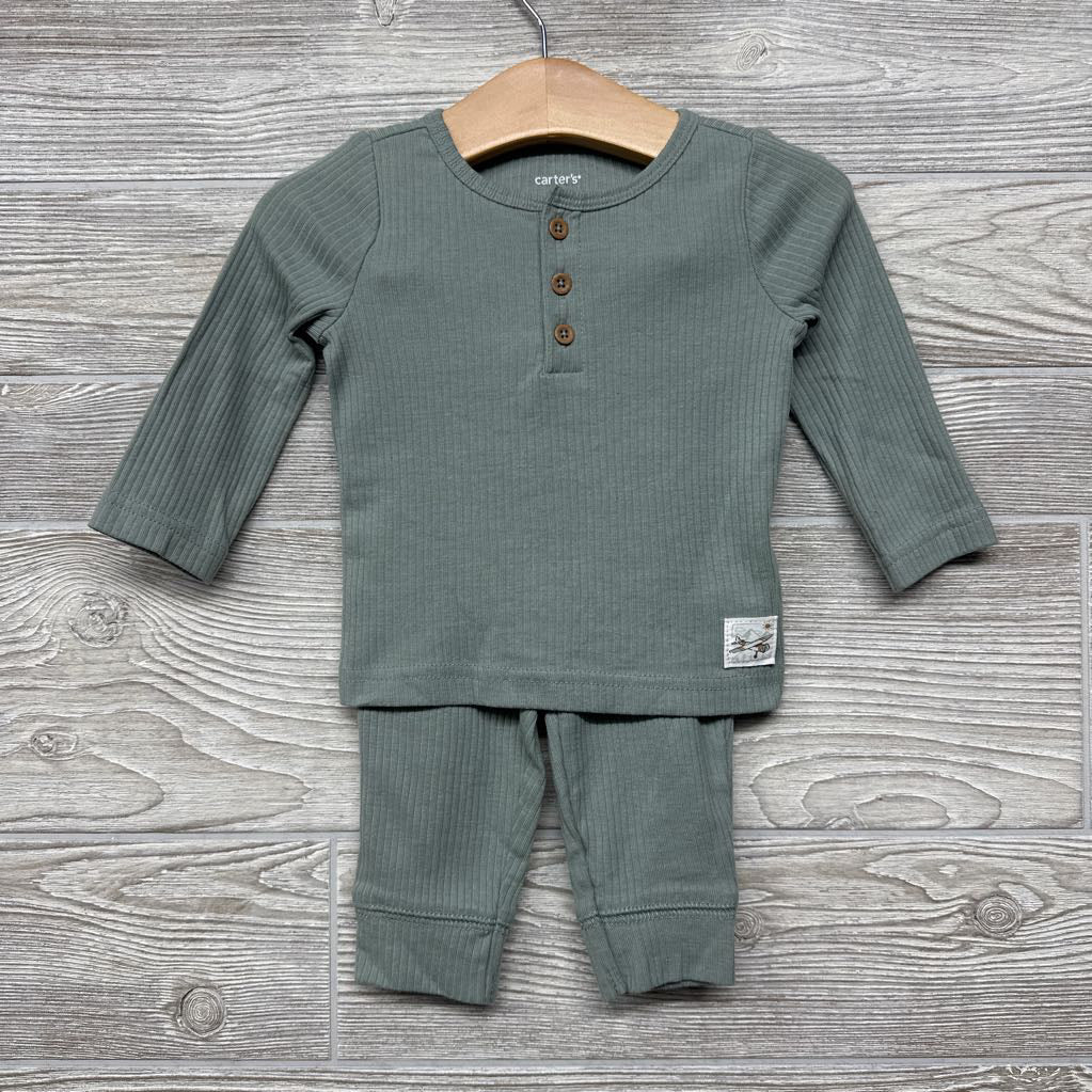 Ribbed Henley Shirt & Pants 6M