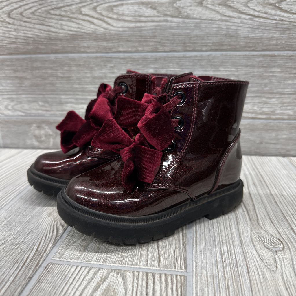 Glitter Combat Boots Velour Laces 8c