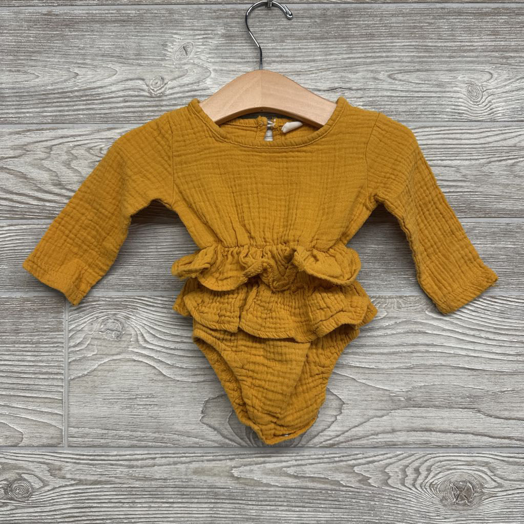 LS Gauze Romper Ruffles 6-9M
