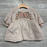 LS Twill Dress Embroidered Flowers 12m