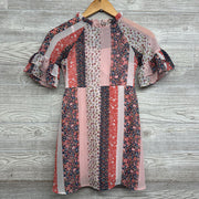 Ruffle Collar Sheer Dress Flowers 7-8