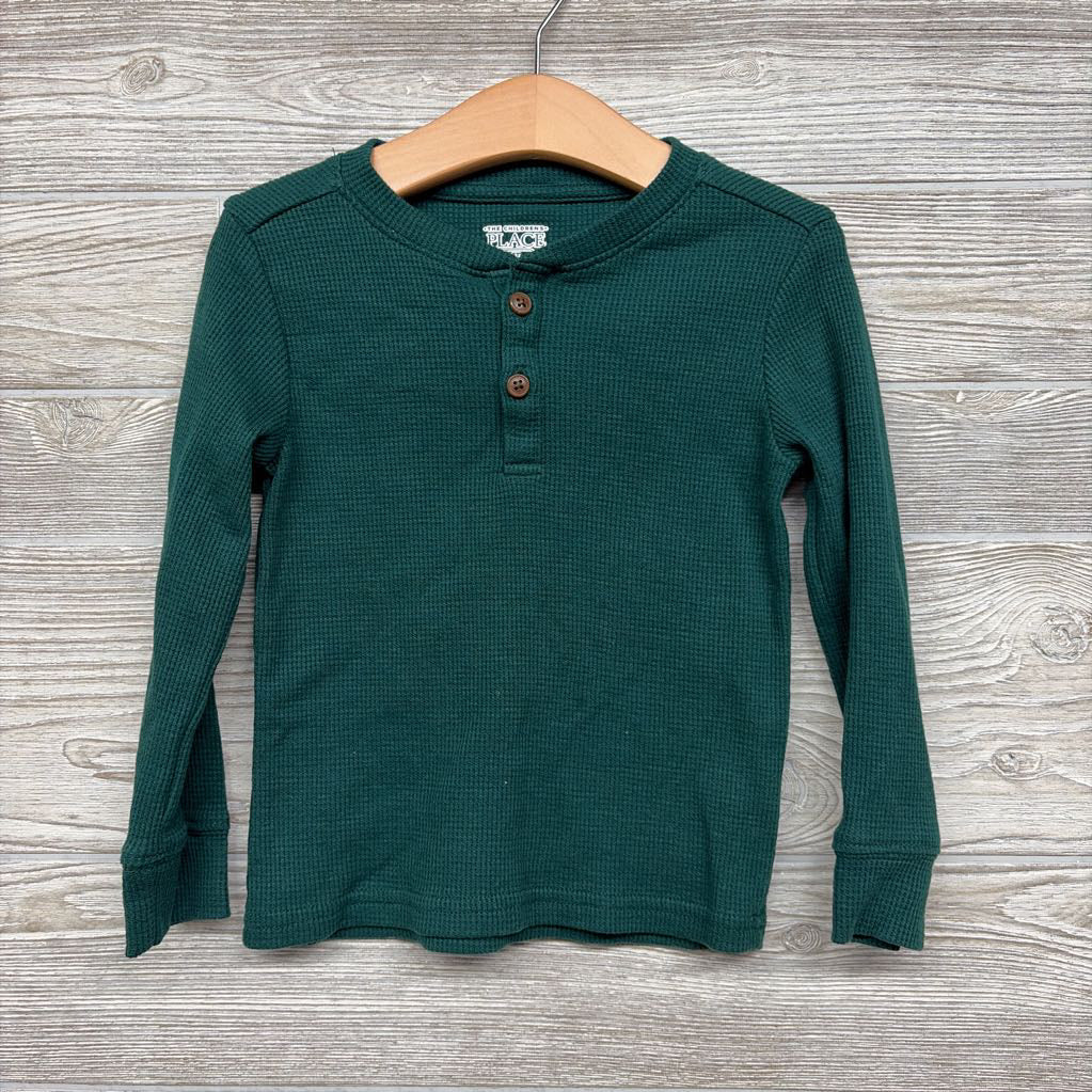LS Waffle Knit Henley Shirt 3T