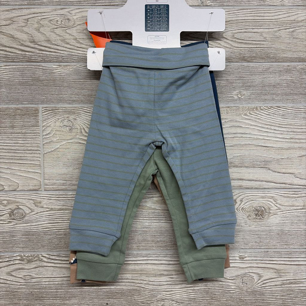 NEW 4 Pk Fold Over Pants Dinosaurs Stripes 9M