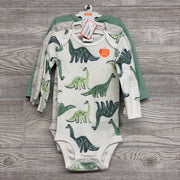 NEW 3 Pk LS Bodysuits Dinosaurs 9M