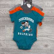 NEW 3 Pk Bodysuits Miami Dolphins Mickey Mouse 3-6M