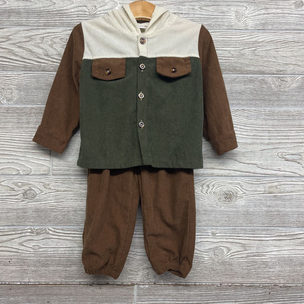 LS Button Up Cord Shirt & Joggers 12-18M