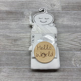 NEW 3 Pc Swaddle W/ Hat & Arrival Disk