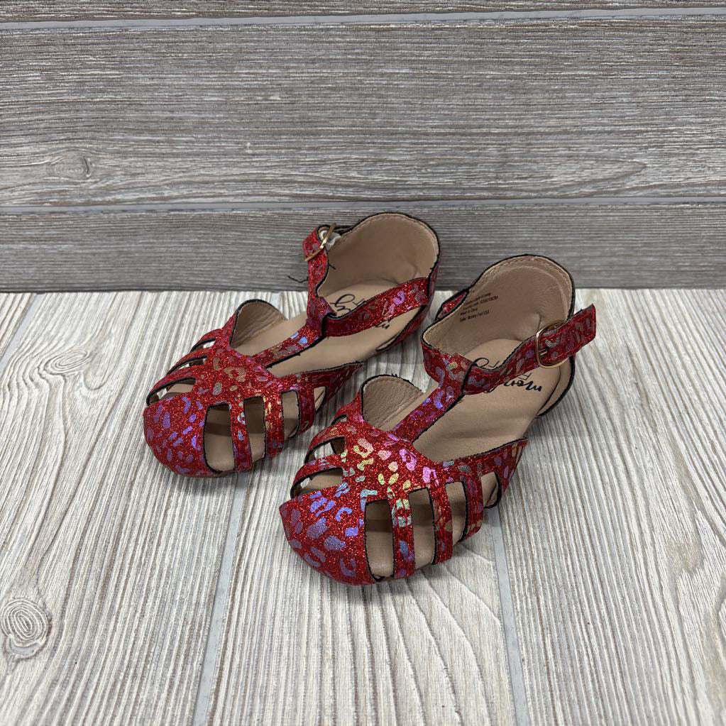 Glitter Strapped Sandals Cheetah Print 6c