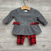 Fleece Shirt Plaid Bows & Plaid Leggings 3M