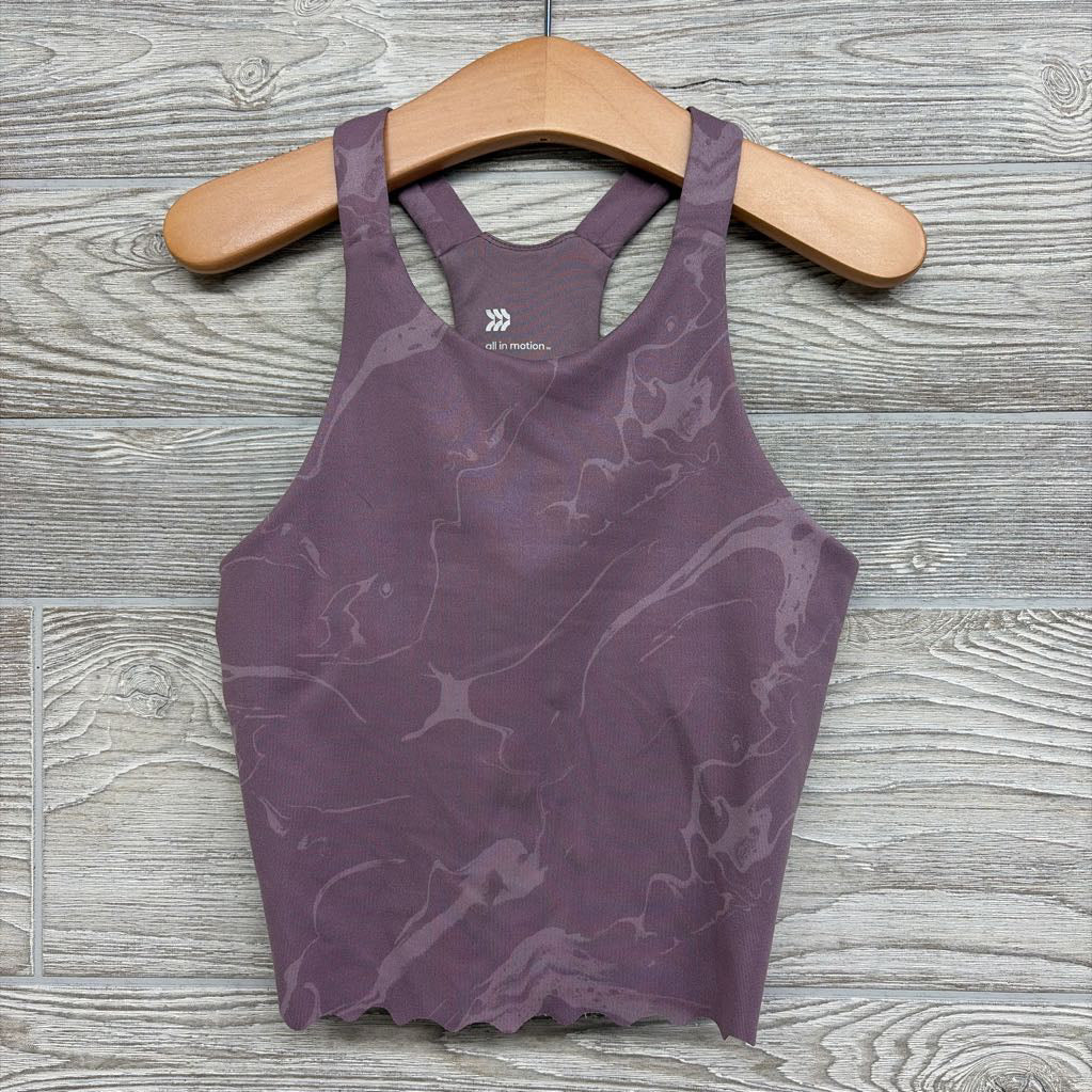 Active Crop Tank Top Scallop Trim Printed 6-6x