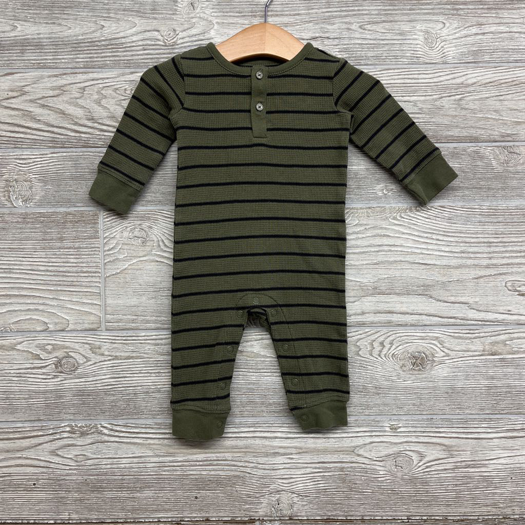 LS Waffle Knit Henley Outfit Stripes 6M