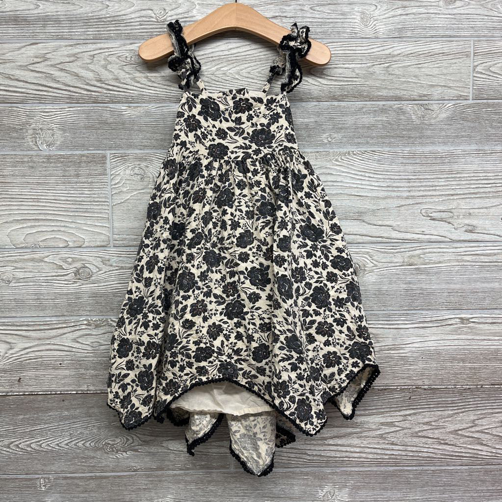 Textured Flutter Strap Tank Dress Flowers 4T