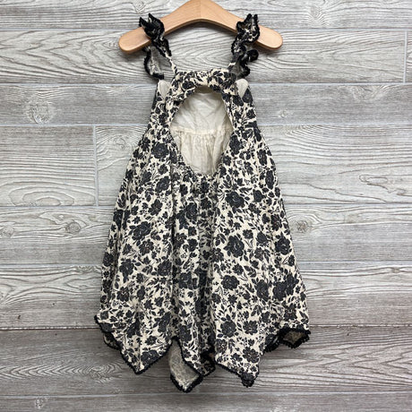 Textured Flutter Strap Tank Dress Flowers 4T
