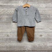 LS Waffle Knit Henley Shirt & Joggers 9M