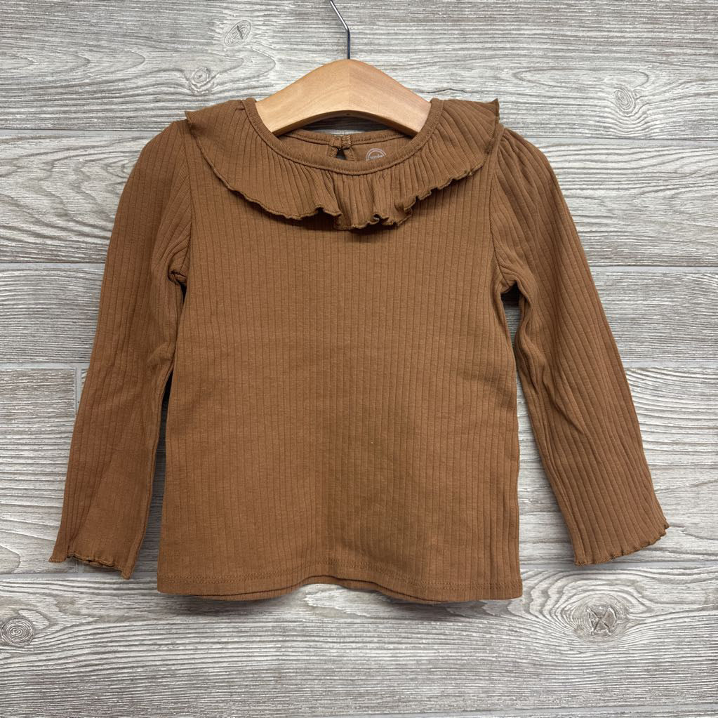 LS Ribbed Shirt Ruffle Collar 4T